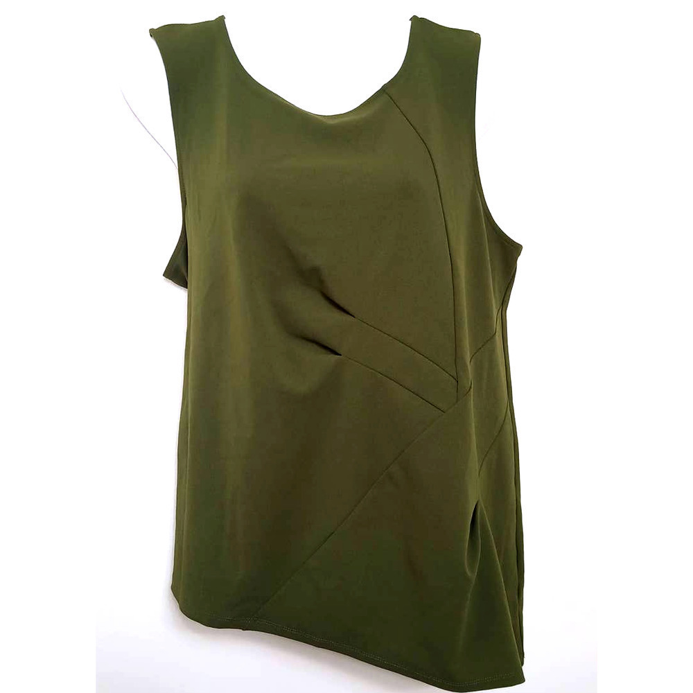 NWT Worthington Womens XXL Green Sleeveless Tailored Asymmetrical Top